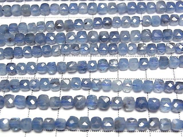 [Video]High Quality! Deep Blue Aquamarine AA++ Cube Shape 4.5x4.5x4.5mm half or 1strand beads (aprx.15inch/36cm)
