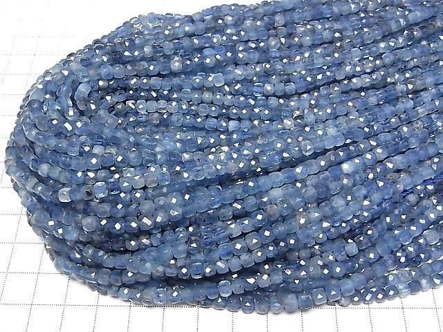 [Video]High Quality! Deep Blue Aquamarine AA++ Cube Shape 4.5x4.5x4.5mm half or 1strand beads (aprx.15inch/36cm)