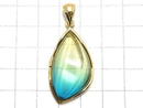 [Video][One of a kind] Blue color Amber Pendant 18KGP NO.178