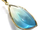 [Video][One of a kind] Blue color Amber Pendant 18KGP NO.180