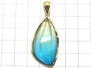 [Video][One of a kind] Blue color Amber Pendant 18KGP NO.180