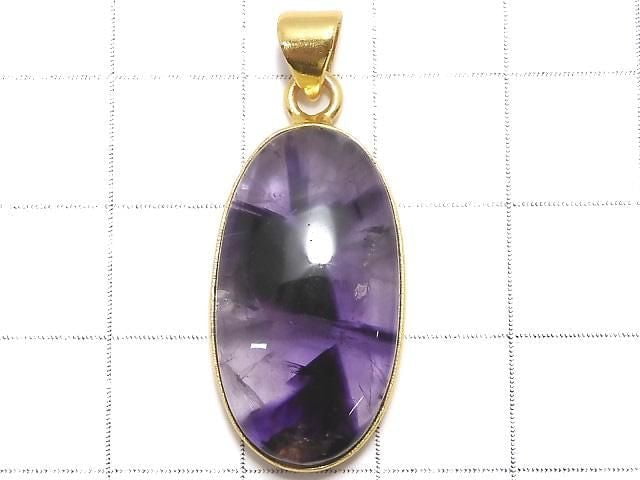 [Video][One of a kind] Trapiche Amethyst Pendant 18KGP NO.77