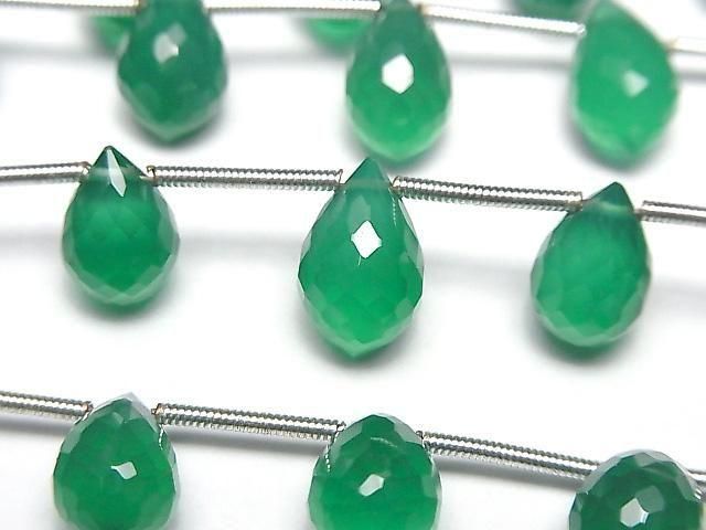 [Video]High Quality Green Onyx AAA Marquise Rice Faceted Briolette 1strand (8pcs)