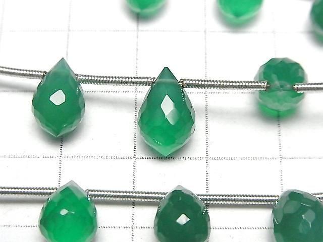 [Video]High Quality Green Onyx AAA Marquise Rice Faceted Briolette 1strand (8pcs)