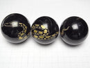 [Video] Golden! Carved Snake! Morion Crystal Quartz AA+ Sphere, Round 48-53mm 1pc