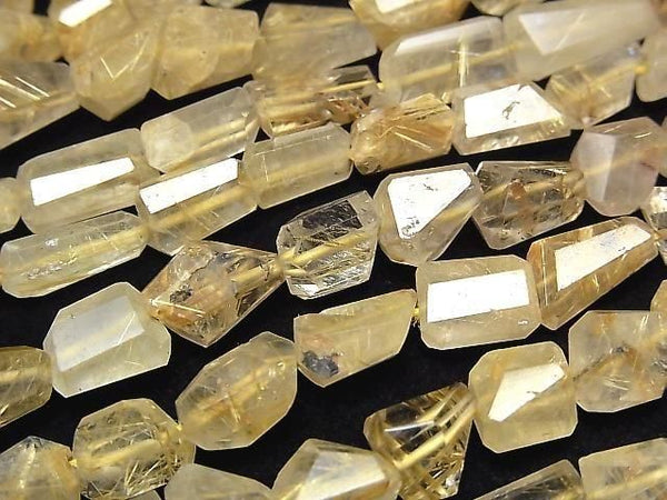 [Video] Rutilated Quartz AA++ Faceted Nugget [S size] half or 1strand beads (aprx.9inch/22cm)