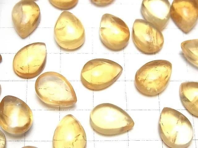 [Video]Citrine AA+ Pear shape Cabochon 14x10mm 2pcs