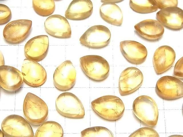 [Video]Citrine AA+ Pear shape Cabochon 14x10mm 2pcs