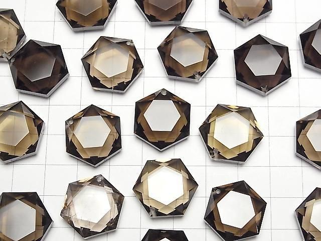 [Video] Smoky Quartz AAA- Hexagram 20x18mm 1pc