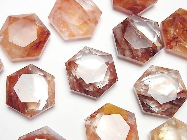 [Video] Red Hematoid Quartz AAA Hexagram 20x18mm 1pc