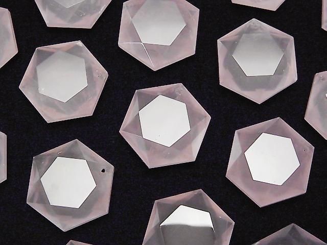 [Video] Rose Quartz AAA- Hexagram 20x18mm 1pc