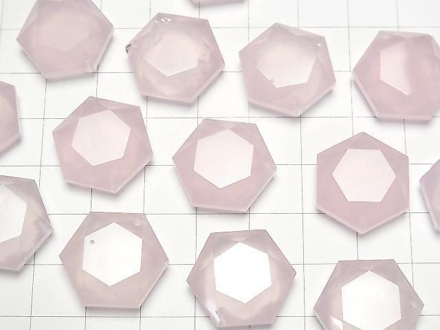 [Video] Rose Quartz AAA- Hexagram 20x18mm 1pc