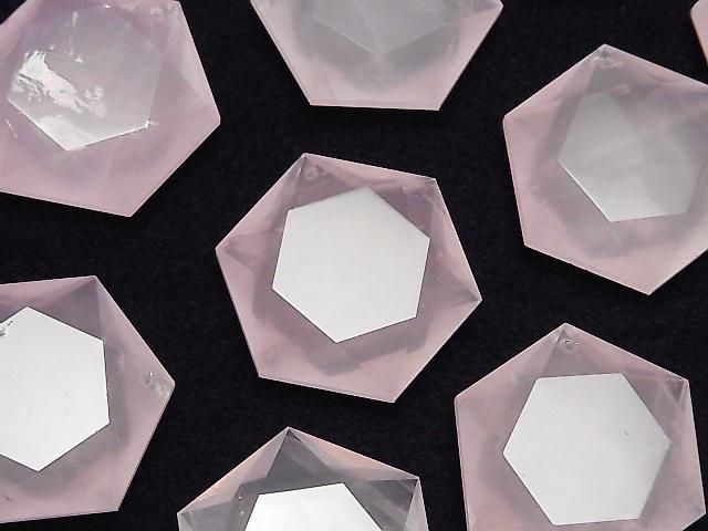 [Video] Rose Quartz AAA- Hexagram 31x27mm 1pc