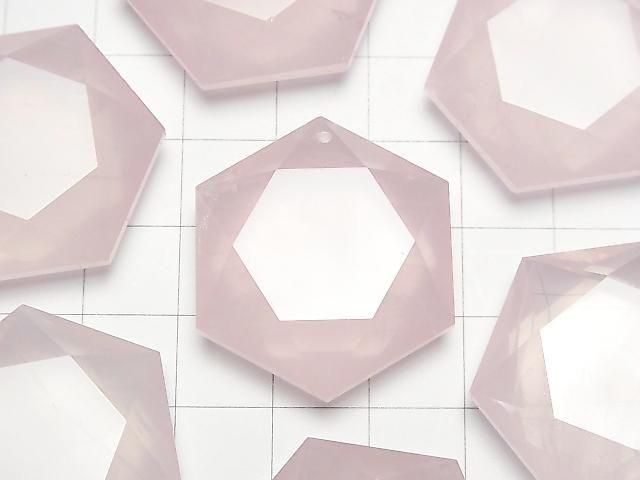 [Video] Rose Quartz AAA- Hexagram 31x27mm 1pc
