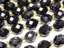 [Video]High Quality! Brown-Black Agate Faceted Rice 8x6x6mm 1strand beads (aprx.15inch/36cm)