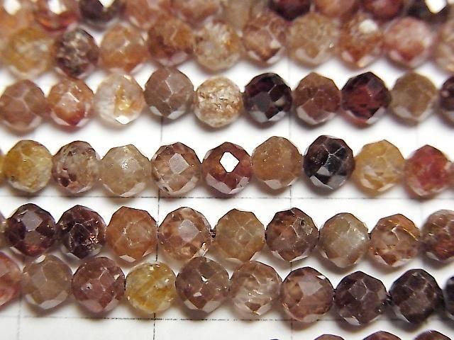 [Video] High Quality! Natural Brown Zircon AA+ Faceted Round 4mm Half or 1strand Beads (approx. 15 inches/37 cm)