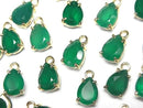 [Video]High Quality Green Onyx AAA Bezel Setting Pear shape Faceted 8x6mm 18KGP 2pcs