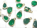 [Video]High Quality Green Onyx AAA Bezel Setting Pear shape Faceted 8x6mm 18KGP 2pcs
