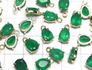 [Video]High Quality Green Onyx AAA Bezel Setting Pear shape Faceted 8x6mm 18KGP 2pcs