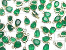 [Video]High Quality Green Onyx AAA Bezel Setting Pear shape Faceted 8x6mm 18KGP 2pcs