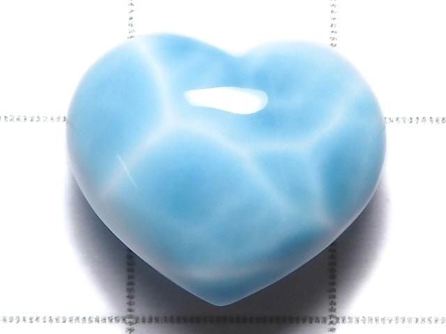 [Video][One of a kind] High quality Larimar Pectolite AAA Heart [Half Drilled Hole] 1pc NO.54