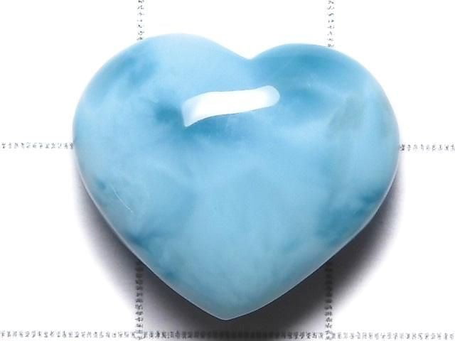 [Video][One of a kind] High quality Larimar Pectolite AAA Heart [Half Drilled Hole] 1pc NO.55