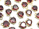 [Video]High Quality Mozambique Garnet AAA Bezel Setting Chestnut Faceted 6x6.5mm 18KGP 2pcs