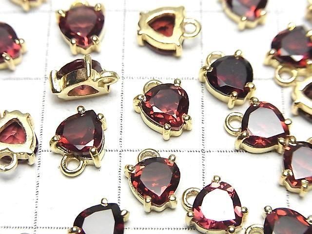 [Video]High Quality Mozambique Garnet AAA Bezel Setting Chestnut Faceted 6x6.5mm 18KGP 2pcs