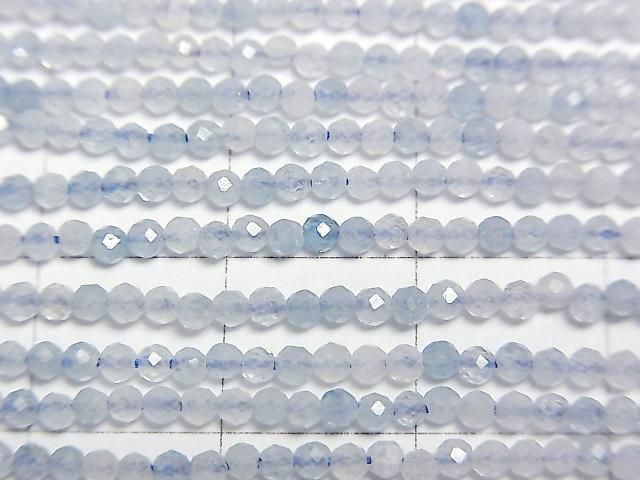 [Video]High Quality! Aquamarine AA+ Faceted Round 2mm 1strand beads (aprx.15inch/38cm)