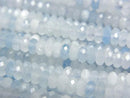 [Video]High Quality! Aquamarine AA++ Faceted Button Rondelle 4x4x2mm 1strand beads (aprx.15inch/37cm)
