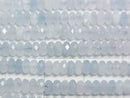 [Video]High Quality! Aquamarine AA++ Faceted Button Rondelle 4x4x2mm 1strand beads (aprx.15inch/37cm)