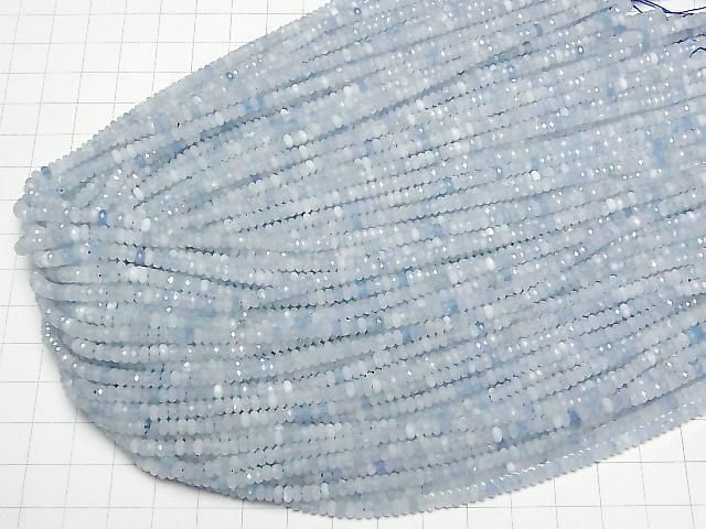 [Video]High Quality! Aquamarine AA++ Faceted Button Rondelle 4x4x2mm 1strand beads (aprx.15inch/37cm)