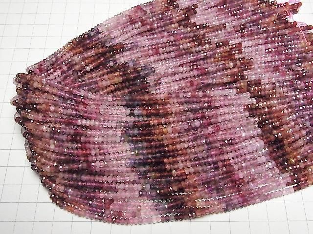[Video] High Quality! Multicolor Spinel AAA- Faceted Button Rondelle 3.5x3.5x2mm Color Gradation Half or 1strand Beads (approx. 15 inches/37 cm)