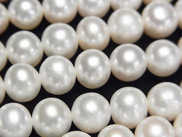 [Video] Fresh Water Pearl AAA- Semi Round-Potato 8mm White 1strand beads (aprx.15inch/37cm)