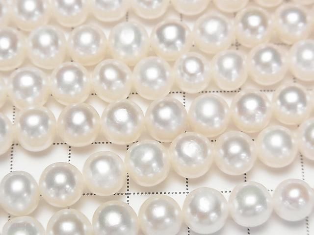 [Video] Fresh Water Pearl AAA- Semi Round-Potato 8mm White 1strand beads (aprx.15inch/37cm)