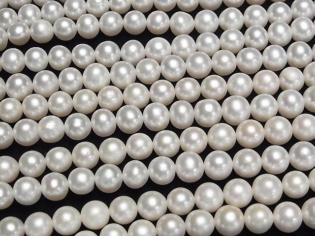 [Video] Fresh Water Pearl AAA- Semi Round-Potato 8mm White 1strand beads (aprx.15inch/37cm)