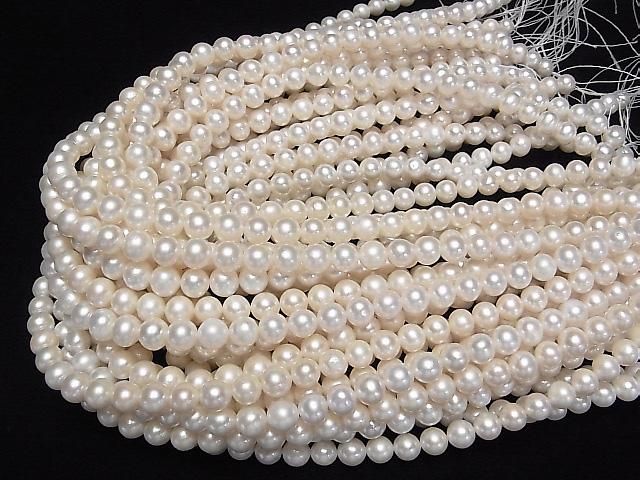 [Video] Fresh Water Pearl AAA- Semi Round-Potato 8mm White 1strand beads (aprx.15inch/37cm)