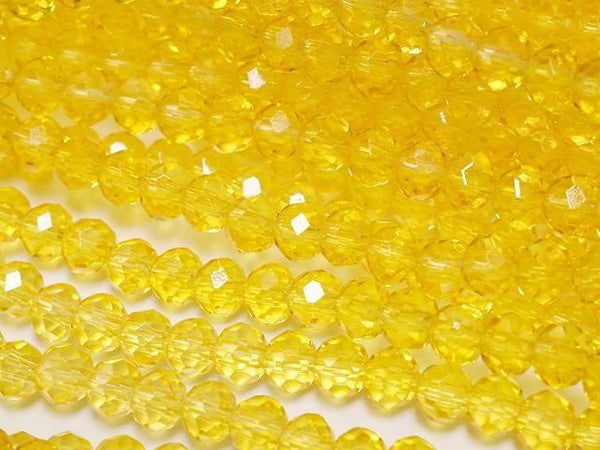 [Video] Glass Beads Faceted Button Rondelle 3.5x3.5x2.5mm Clear Yellow 1strand beads (approx. 13 inches/32 cm)