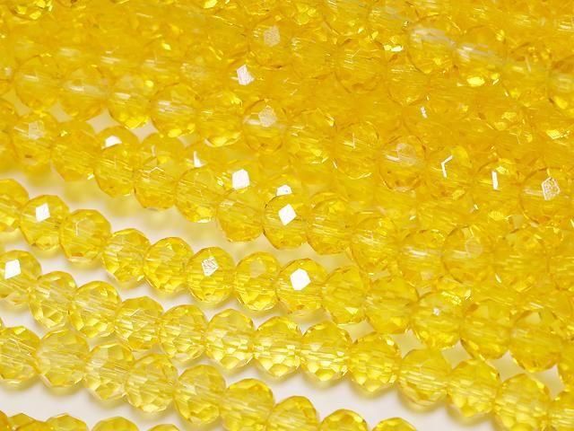[Video] Glass Beads Faceted Button Rondelle 3.5x3.5x2.5mm Clear Yellow 1strand beads (approx. 13 inches/32 cm)