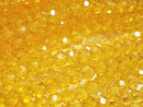 [Video] Glass Beads Faceted Button Rondelle 4.5x4.5x3.5mm Clear Yellow 1strand beads (approx. 15 inches/38 cm)