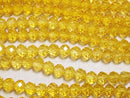 [Video] Glass Beads Faceted Button Rondelle 4.5x4.5x3.5mm Clear Yellow 1strand beads (approx. 15 inches/38 cm)