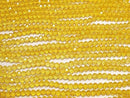 [Video] Glass Beads Faceted Button Rondelle 4.5x4.5x3.5mm Clear Yellow 1strand beads (approx. 15 inches/38 cm)