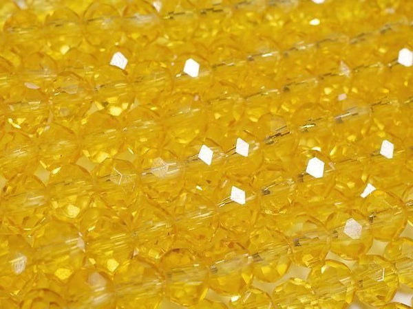 [Video] Glass Beads Faceted Button Rondelle 6x6x4.5mm Clear Yellow 1strand beads (approx. 15 inches/37 cm)