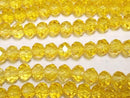 [Video] Glass Beads Faceted Button Rondelle 6x6x4.5mm Clear Yellow 1strand beads (approx. 15 inches/37 cm)