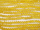 [Video] Glass Beads Faceted Button Rondelle 6x6x4.5mm Clear Yellow 1strand beads (approx. 15 inches/37 cm)