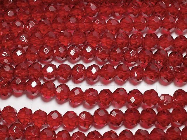 [Video] Glass Beads Faceted Button Rondelle 4.5x4.5x3.5mm Clear Red 1strand beads (approx. 15 inches/38 cm)