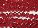 [Video] Glass Beads Faceted Button Rondelle 6x6x4.5mm Clear Red 1strand beads (approx. 15 inches/37 cm)