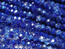 [Video] Glass Beads Faceted Button Rondelle 3.5x3.5x2.5mm Blue Half-Coated 1strand Beads (approx. 13 inches/32 cm)