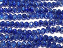[Video] Glass Beads Faceted Button Rondelle 3.5x3.5x2.5mm Blue Half-Coated 1strand Beads (approx. 13 inches/32 cm)
