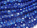 [Video] Glass Beads Faceted Button Rondelle 4.5x4.5x3.5mm Blue Half-Coated 1strand Beads (approx. 15 inches/37 cm)